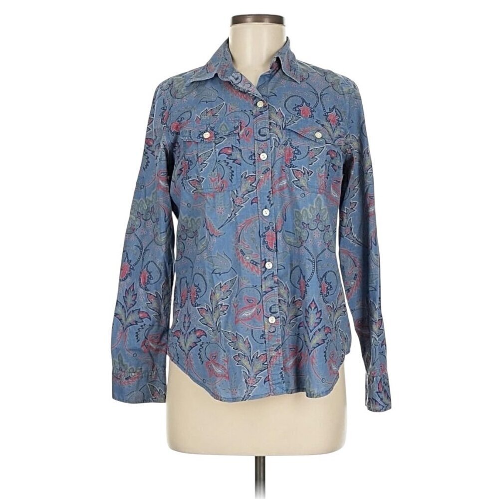 Lauren Ralph Lauren Jeans Petite Medium Cotton Paisley Long Sleeve Shirt